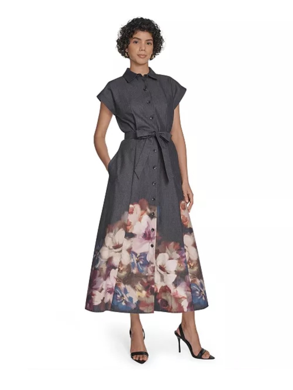 Calvin Klein Placement Print Midi Dress Women's Size 12 petite NWT